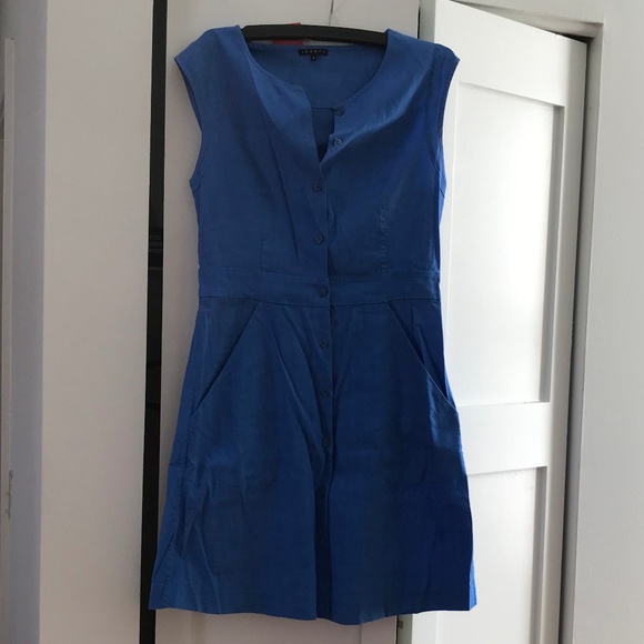 Theory linen and stretch dress with pockets blue - Picture 1 of 6